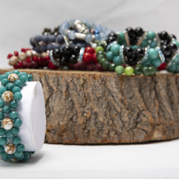 Handmade bracelets made from natural stones. High quality photo